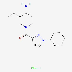 1-(1-cyclohexyl-1H-pyrazole-3-carbonyl)-3-ethylpiperidin-4-amine hydrochloride