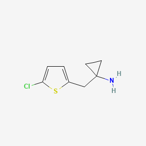 molecular formula C8H10ClNS B13527347 1-((5-Chlorothiophen-2-yl)methyl)cyclopropan-1-amine 