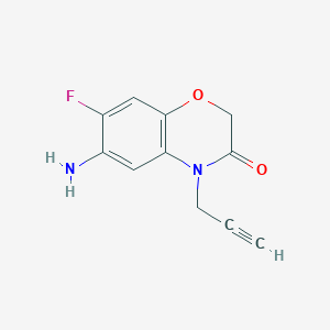 molecular formula C11H9FN2O2 B1352736 2H-1,4-苯并恶嗪-3(4H)-酮，6-氨基-7-氟-4-(2-炔丙基)- CAS No. 103361-42-8