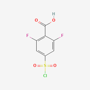 molecular formula C7H3ClF2O4S B13527570 4-(Chlorosulfonyl)-2,6-difluorobenzoic acid 