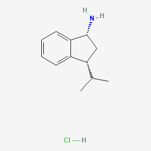 molecular formula C12H18ClN B13527585 (1R,3R)-3-(propan-2-yl)-2,3-dihydro-1H-inden-1-amine hydrochloride 