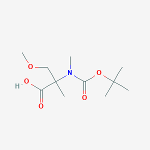 molecular formula C11H21NO5 B13527667 2-((Tert-butoxycarbonyl)(methyl)amino)-3-methoxy-2-methylpropanoic acid 