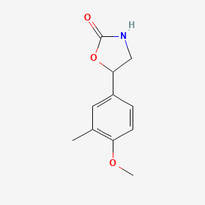 molecular formula C11H13NO3 B13527707 5-(4-Methoxy-3-methylphenyl)oxazolidin-2-one 