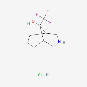 molecular formula C9H15ClF3NO B13527921 9-(trifluoromethyl)-3-azabicyclo[3.3.1]nonan-9-olhydrochloride,Mixtureofdiastereomers 