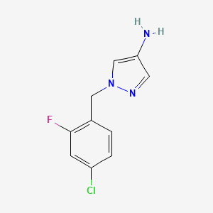 molecular formula C10H9ClFN3 B13528489 1-(4-Chloro-2-fluorobenzyl)-1H-pyrazol-4-amine 