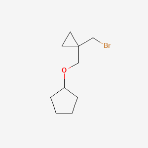 molecular formula C10H17BrO B13528497 ((1-(Bromomethyl)cyclopropyl)methoxy)cyclopentane 