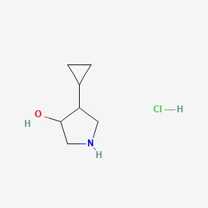 molecular formula C7H14ClNO B13528811 4-Cyclopropylpyrrolidin-3-ol hydrochloride 