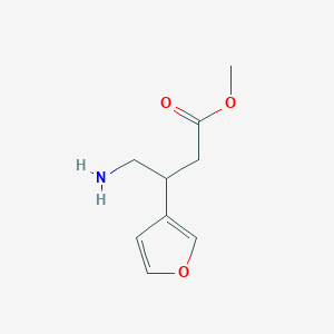 molecular formula C9H13NO3 B13528814 Methyl 4-amino-3-(furan-3-yl)butanoate 