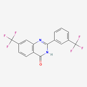 molecular formula C16H8F6N2O B13528827 7-(Trifluoromethyl)-2-[3-(trifluoromethyl)phenyl]-3,4-dihydroquinazolin-4-one 