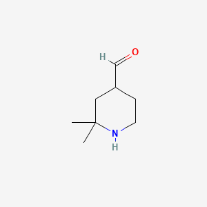 molecular formula C8H15NO B13528983 2,2-Dimethylpiperidine-4-carbaldehyde 