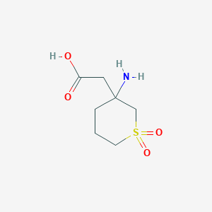 molecular formula C7H13NO4S B13529036 2-(3-Amino-1,1-dioxidotetrahydro-2h-thiopyran-3-yl)acetic acid 