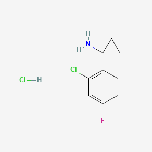 molecular formula C9H10Cl2FN B13529334 1-(2-Chloro-4-fluorophenyl)cyclopropan-1-amine;hydrochloride 