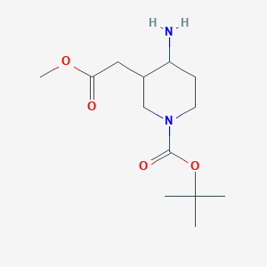 molecular formula C13H24N2O4 B13529439 Tert-butyl 4-amino-3-(2-methoxy-2-oxoethyl)piperidine-1-carboxylate 