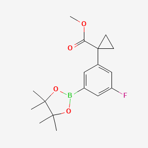 molecular formula C17H22BFO4 B13529712 Methyl 1-[3-fluoro-5-(tetramethyl-1,3,2-dioxaborolan-2-yl)phenyl]cyclopropane-1-carboxylate 