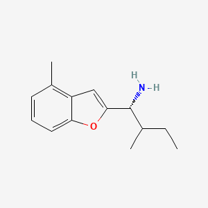 molecular formula C14H19NO B13529768 (1R)-2-methyl-1-(4-methyl-1-benzofuran-2-yl)butan-1-amine 