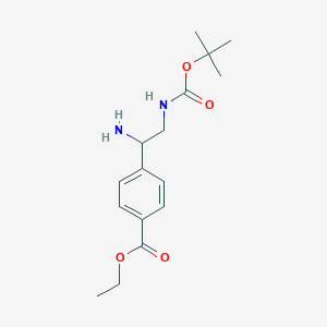 molecular formula C16H24N2O4 B13529825 Ethyl 4-(1-amino-2-((tert-butoxycarbonyl)amino)ethyl)benzoate 