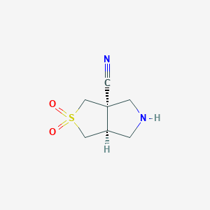 molecular formula C7H10N2O2S B13529837 (3AR,6aS)-tetrahydro-1H-thieno[3,4-c]pyrrole-3a(3H)-carbonitrile 2,2-dioxide 