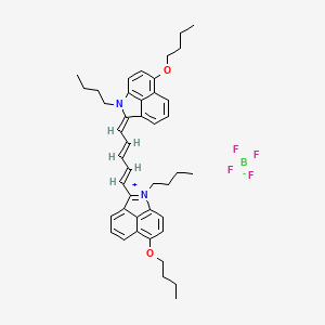 molecular formula C43H51BF4N2O2 B13529936 9-Butoxy-3-(5-{9-butoxy-2-butyl-2-azatricyclo[6.3.1.0^{4,12}]dodeca-1(12),4,6,8,10-pentaen-3-ylidene}penta-1,3-dien-1-yl)-2-butyl-2-azatricyclo[6.3.1.0^{4,12}]dodeca-1(12),2,4,6,8,10-hexaen-2-ium; tetrafluoroboranuide 