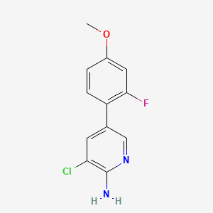 molecular formula C12H10ClFN2O B13530085 3-Chloro-5-(2-fluoro-4-methoxyphenyl)pyridin-2-amine 