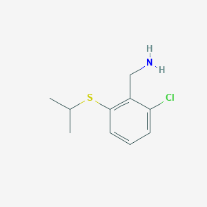 molecular formula C10H14ClNS B13530150 (2-Chloro-6-(isopropylthio)phenyl)methanamine 