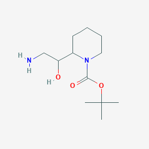 molecular formula C12H24N2O3 B13530222 Tert-butyl 2-(2-amino-1-hydroxyethyl)piperidine-1-carboxylate 