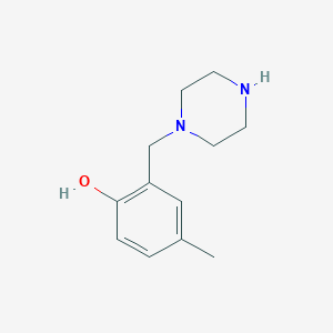 molecular formula C12H18N2O B13530327 4-Methyl-2-(piperazin-1-ylmethyl)phenol 