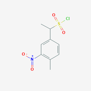 molecular formula C9H10ClNO4S B13530390 1-(4-Methyl-3-nitrophenyl)ethane-1-sulfonyl chloride 