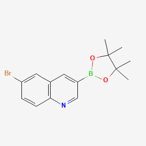 molecular formula C15H17BBrNO2 B13530640 6-Bromo-3-(4,4,5,5-tetramethyl-1,3,2-dioxaborolan-2-YL)quinoline 