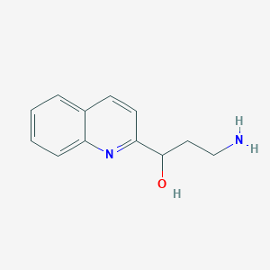 molecular formula C12H14N2O B13530752 3-Amino-1-(quinolin-2-yl)propan-1-ol 