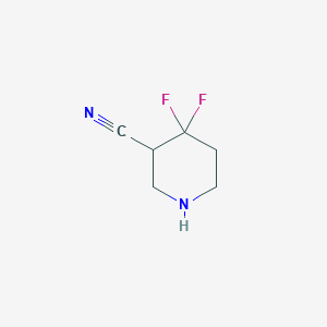 molecular formula C6H8F2N2 B13531215 4,4-Difluoropiperidine-3-carbonitrile 