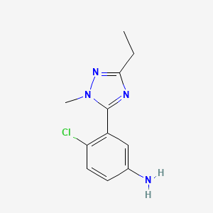 molecular formula C11H13ClN4 B13531255 4-Chloro-3-(3-ethyl-1-methyl-1h-1,2,4-triazol-5-yl)aniline 