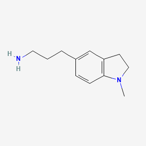 molecular formula C12H18N2 B13531305 3-(1-Methylindolin-5-yl)propan-1-amine 