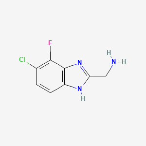 molecular formula C8H7ClFN3 B13531352 (5-Chloro-4-fluoro-1H-benzo[d]imidazol-2-yl)methanamine 