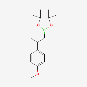 molecular formula C16H25BO3 B13531402 2-(2-(4-Methoxyphenyl)propyl)-4,4,5,5-tetramethyl-1,3,2-dioxaborolane 