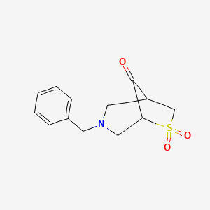 molecular formula C13H15NO3S B13531490 3-Benzyl-6$l^{6}-thia-3-azabicyclo[3.2.1]octane-6,6,8-trione CAS No. 1384428-21-0