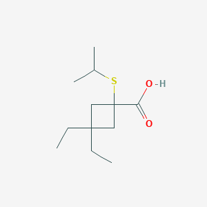 molecular formula C12H22O2S B13531622 3,3-Diethyl-1-(isopropylthio)cyclobutane-1-carboxylic acid 