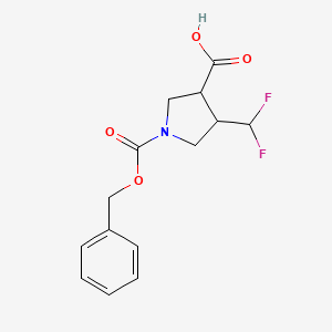 molecular formula C14H15F2NO4 B13531691 1-[(Benzyloxy)carbonyl]-4-(difluoromethyl)pyrrolidine-3-carboxylic acid 