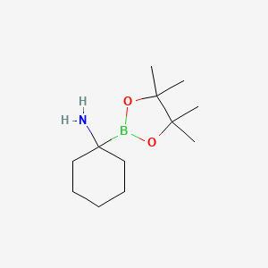 molecular formula C12H24BNO2 B13531777 1-(Tetramethyl-1,3,2-dioxaborolan-2-yl)cyclohexan-1-amine 