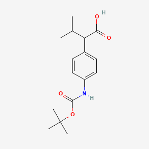 molecular formula C16H23NO4 B13531815 2-(4-((tert-Butoxycarbonyl)amino)phenyl)-3-methylbutanoic acid 