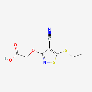 molecular formula C8H8N2O3S2 B13531925 2-{[4-Cyano-5-(ethylsulfanyl)-1,2-thiazol-3-yl]oxy}aceticacid 