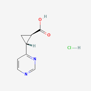 molecular formula C8H9ClN2O2 B13531958 (1R,2R)-2-(Pyrimidin-4-yl)cyclopropane-1-carboxylic acid hydrochloride 