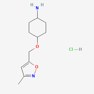 molecular formula C11H19ClN2O2 B13532042 (1r,4r)-4-[(3-Methyl-1,2-oxazol-5-yl)methoxy]cyclohexan-1-aminehydrochloride,trans 