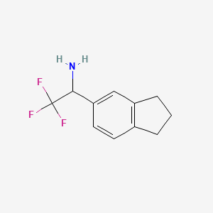 molecular formula C11H12F3N B13532338 1-(2,3-Dihydro-1H-inden-5-YL)-2,2,2-trifluoroethan-1-amine 