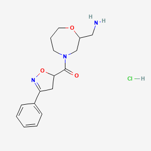 (2-(Aminomethyl)-1,4-oxazepan-4-yl)(3-phenyl-4,5-dihydroisoxazol-5-yl)methanone hydrochloride