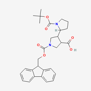 molecular formula C29H34N2O6 B13532540 1-[(tert-butoxy)carbonyl]-1'-{[(9H-fluoren-9-yl)methoxy]carbonyl}-[2,3'-bipyrrolidine]-4'-carboxylicacid 