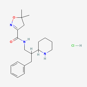 molecular formula C20H30ClN3O2 B13532696 5,5-dimethyl-N-[3-phenyl-2-(piperidin-2-yl)propyl]-4,5-dihydro-1,2-oxazole-3-carboxamidehydrochloride 