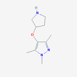 molecular formula C10H17N3O B13532728 (R)-1,3,5-Trimethyl-4-(pyrrolidin-3-yloxy)-1H-pyrazole 