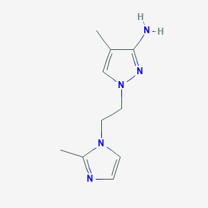 molecular formula C10H15N5 B13533015 4-Methyl-1-(2-(2-methyl-1h-imidazol-1-yl)ethyl)-1h-pyrazol-3-amine 