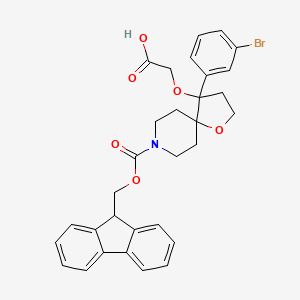 2-{[4-(3-bromophenyl)-8-{[(9H-fluoren-9-yl)methoxy]carbonyl}-1-oxa-8-azaspiro[4.5]decan-4-yl]oxy}aceticacid