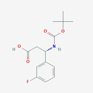 molecular formula C14H18FNO4 B1353327 (S)-3-((tert-Butoxycarbonyl)amino)-3-(3-fluorophenyl)propanoic acid CAS No. 500770-72-9